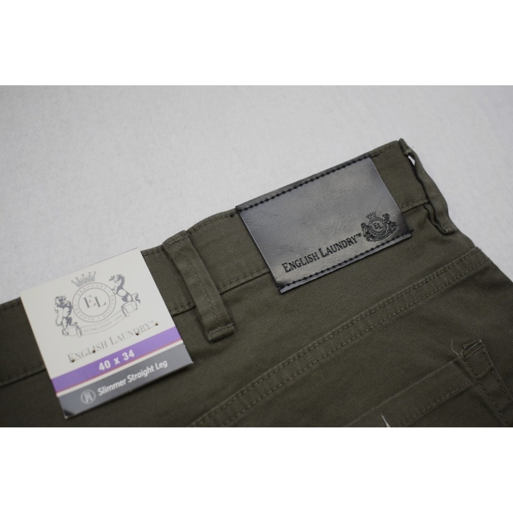 English Laundry 5-Pocket Pant Slimmer Straight Leg Stretch Olive Men 40 x 34 NEW